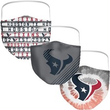 Houston Texans Officially Licensed NFL Facemask 3-pack - NEW  SEALED