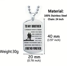 Dog Tag Necklace For Men Gift For Brother Stainless Steel Long Chain Necklace...