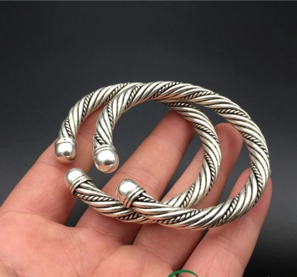 Collect Rare Miao Silver Twist Wire Bracelets 2 Piece eBay