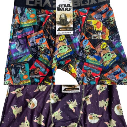 Crazy Boxer Star Wars Size Medium 2 Pair Boxer Briefs Mandalorian Baby Yoda NWT