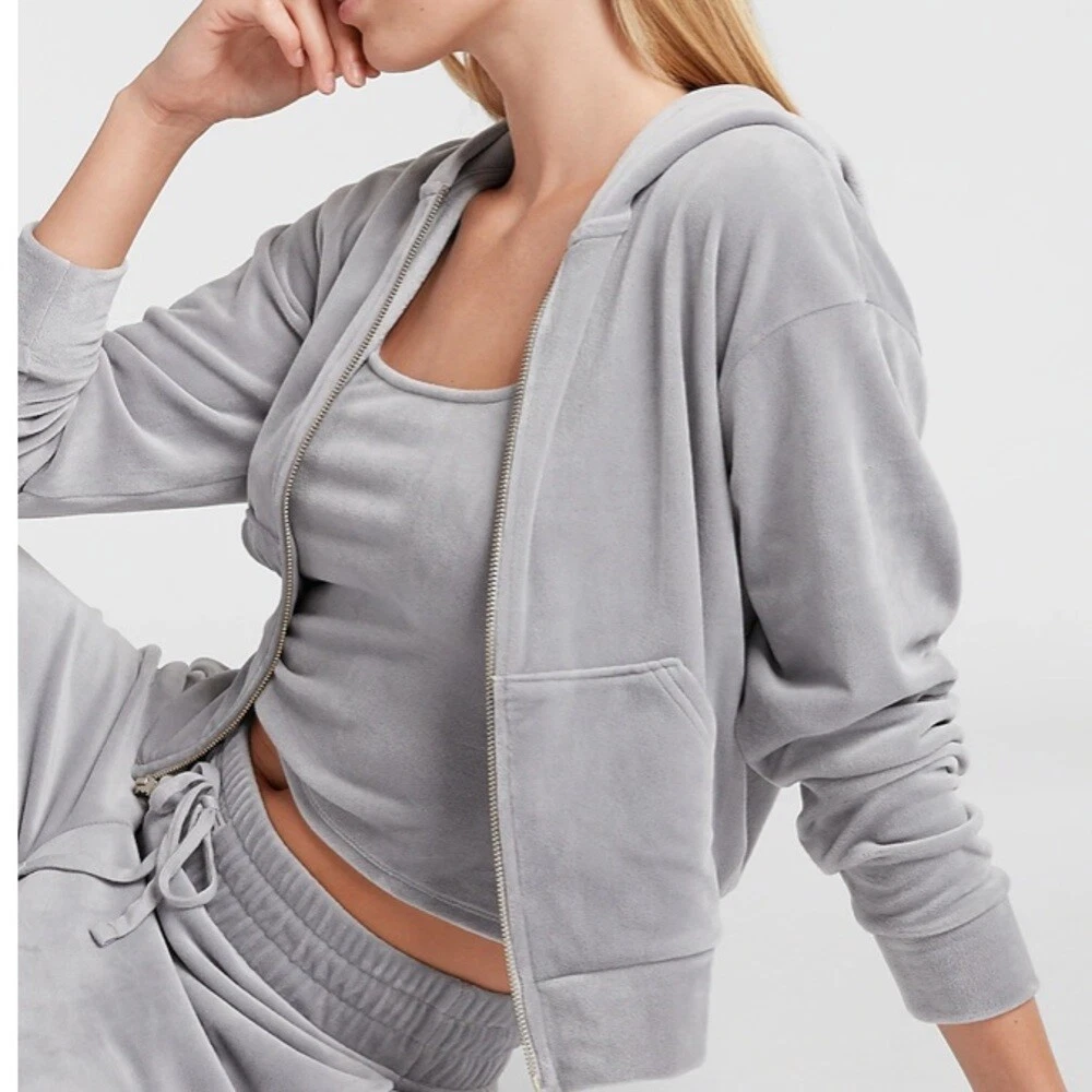 Express Velour Zip Up Hoodie jumper size small sweatshirt tracksuit women