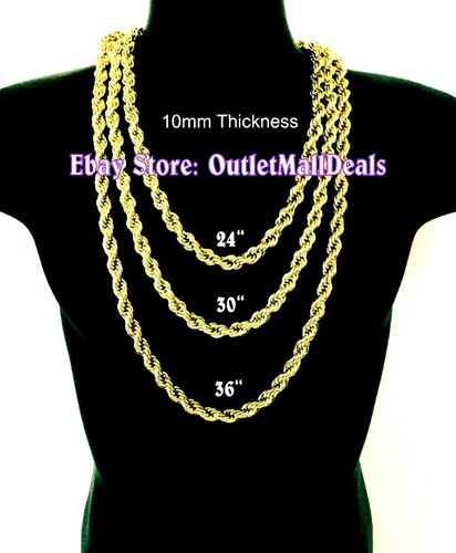 Hip Hop 14K Gold Plated 10mm Solid Rope 