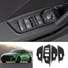 For Audi A3 S3 RS3 2022-2023 Carbon Fiber Window Lift Panel Switch Cover Trim 4X