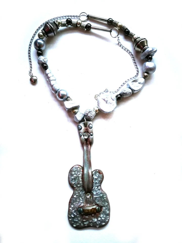 Gioielli di Lusso Collana da Uomo Donna Fashion Bigiotteria Pendaglio Chitarra - Immagine 4 di 4