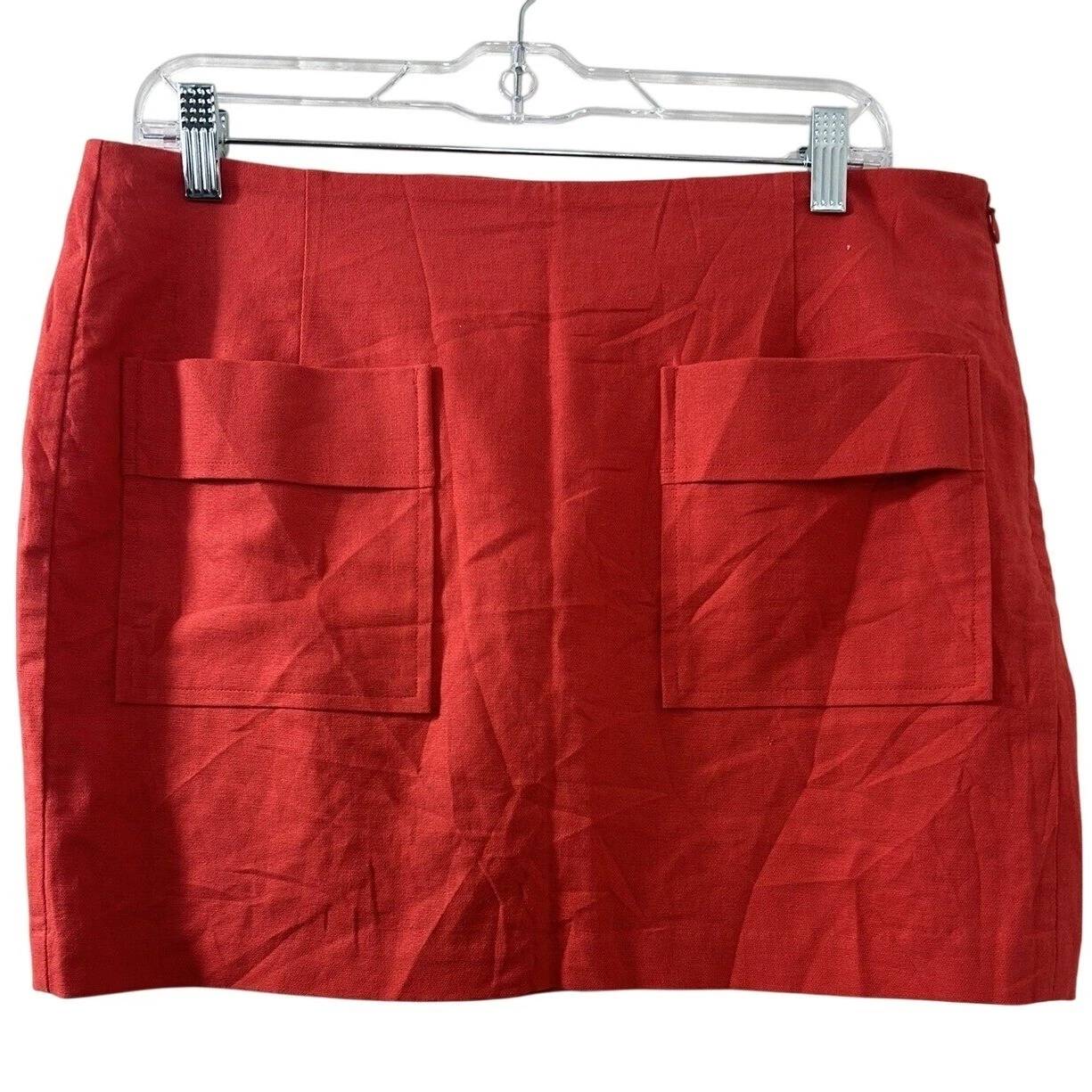 Gap Womens Red Linen Blend Utility Mini Skirt Size 10 NWT 192665-01-1