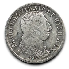 NAPLES Ferdinand IV Bourbon plate 120 grain 1816