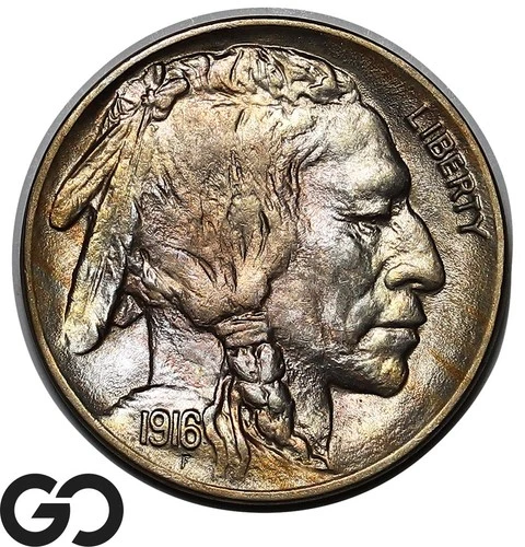 1916 Buffalo Nickel, Nice Obv Color, Gorgeous Gem BU++