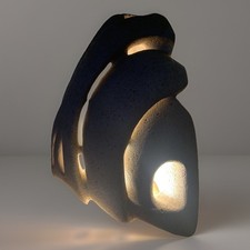 Lampe Sculpturale Signée HP Béton Cellulaire Bio Organique 90’s