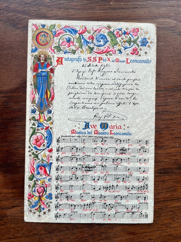 Pope Pius X Ave Maria Leoncavallo Pro Calabria Italy Postcard 1908