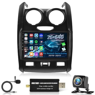 DAB+ 2+64GB Android 15 Carplay Autoradio GPS Für Renault Dacia Duster 2015-2018