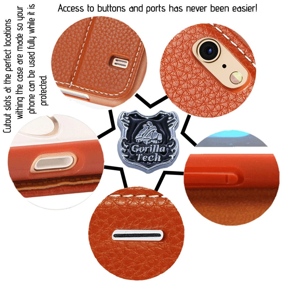 NEW DESIGNER LEATHER STYLISH THIN FLIP WALLET STAND CASE COVER FOR MOBILE PHONES - Image 2 of 4