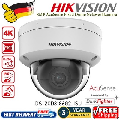 Hikvision DS-2CD3186G2-ISU 8MP DarkFighter Fixed Dome IP Netzwerkkamera HEOP