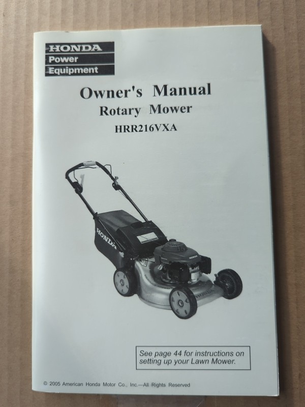 HONDA ROTARY LAWN MOWER HRR216 No. HRR216VXA Specifications 2005 Owner's Manual