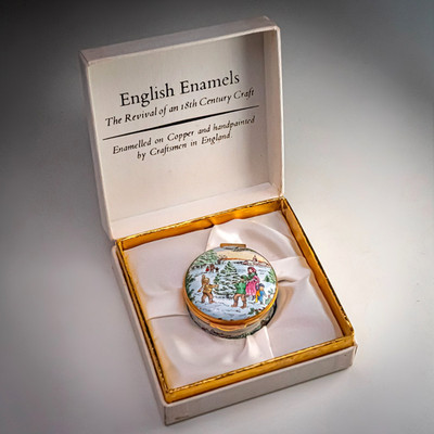 Crummles English Enamel Trinket Box Snow Scene Limited Edition 1983 OVP
