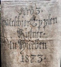 19th Century German Grain Sack by Ferdinand Lecher, Inscribed, Decent Condition