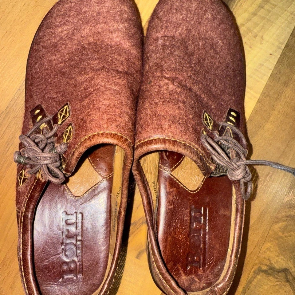 Zuecos sin cordones Born cuero y lana rojos talla 8/39 boho clásico cuero casual Foto 4 de 4