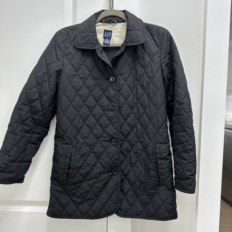 Gap Women's Black Quilted Waterproof Button Down Jacket Size XS