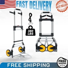 380lb Folding Hand Truck, Heavy-Duty Aluminum Dolly Cart w/ Wheels
