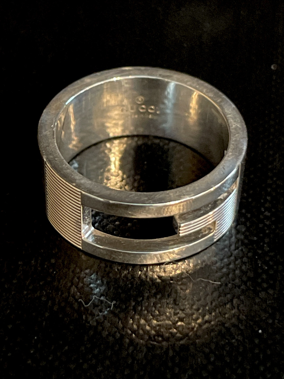 Gucci Authentic Ribbed Logo Silver Ring.        #… - image 1