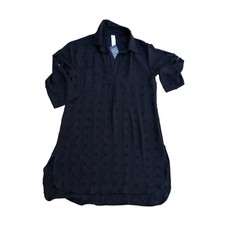 BLOOMING JELLY Long Sleeve Tunic Dress Women's SMALL Black Collared Shirt
