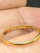 Vintage 22 kt massives Gold dünner Ehering Ring Chester 1954 James Harrison