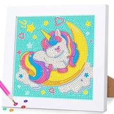 Diamond Art Kits for Adults Kids with Frame,Unicorn Diamond A001-Unicorn