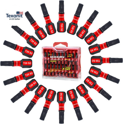 20Pieces 1 In. T20 Impact Tough Magnetic Screwdriver Bit Set, #20 Torx Head Inse