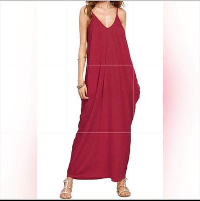 NWT Zenana Burgundy Sleeveless Spaghetti Strap Kaftan Style Maxi Dress /  2XL | eBay