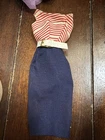 Vintage Barbie Cruise Stripes 1960s #918 Dress Belt And Shoes Complete