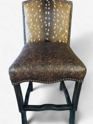 Penthouse Barstool with Axis & Cowboy Tooled Indios Hide