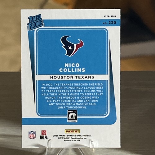 2021 Panini Donruss Optic - Rated Rookie Nico Collins #230 Purple Shock Prizm... - Picture 2 of 2