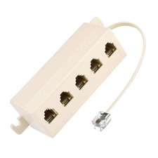 Adapter 5 Way Outlet 6P4C RJ11 RJ12 Telephone Modular Jack Splitter Beige