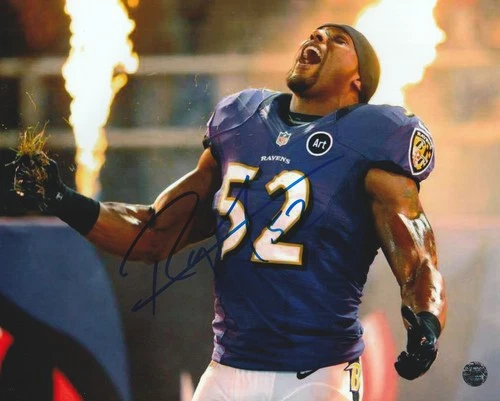 Ray Lewis Signed Autographed Baltimore Ravens 8x10 Photo with COA/Hologram