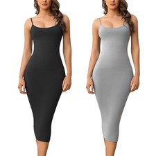 Women Slimming Shapewear Full Slip Dress Tummy Control Body Shaper Under Dresses