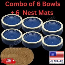 6 X Plastic Nesting Bowls & Nest Mats Breeding Hatching Box  For Pigeons Quails