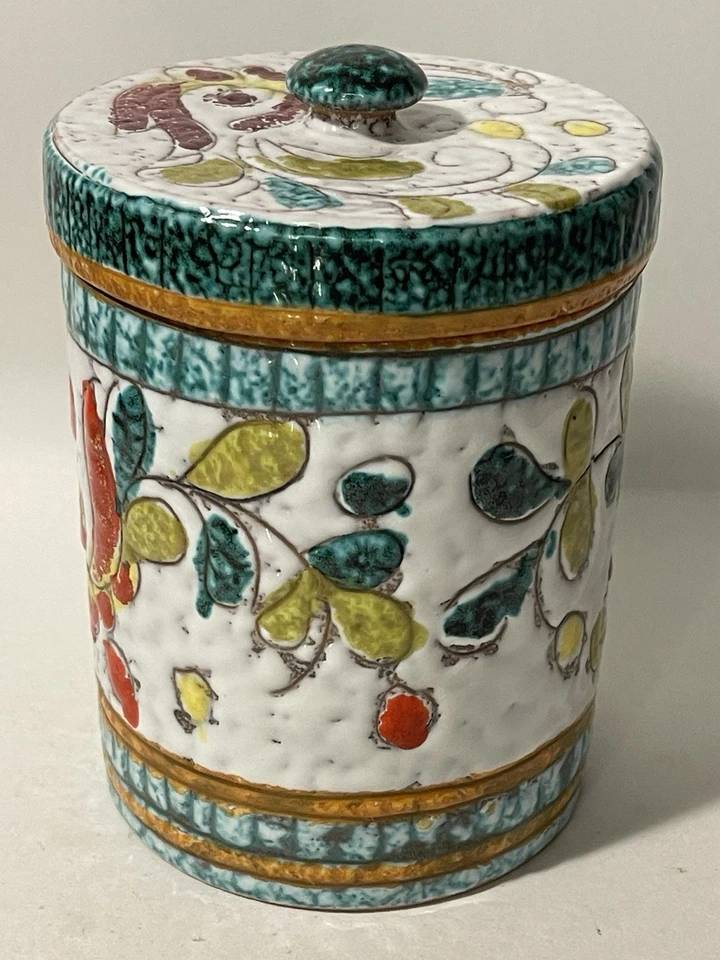 Vtg Fratelli Fanciullacci Italy Pottery Lidded Canister Jar Sgraffito Signed MCM - Image 3 of 4