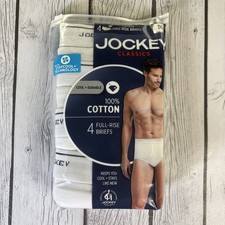 Jockey Classics Men  s 36 Full Rise Briefs 4-Pack 100 Cotton White NEW.