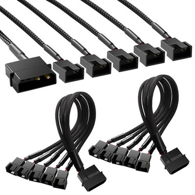 2 Stück 4 Pin Molex auf 5x Lüfter Splitter Adapter Kabel