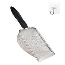 Cat Litter Scoop Stainless Steel Mesh Scooper Long Handle Deep Shovel Non-Sti...