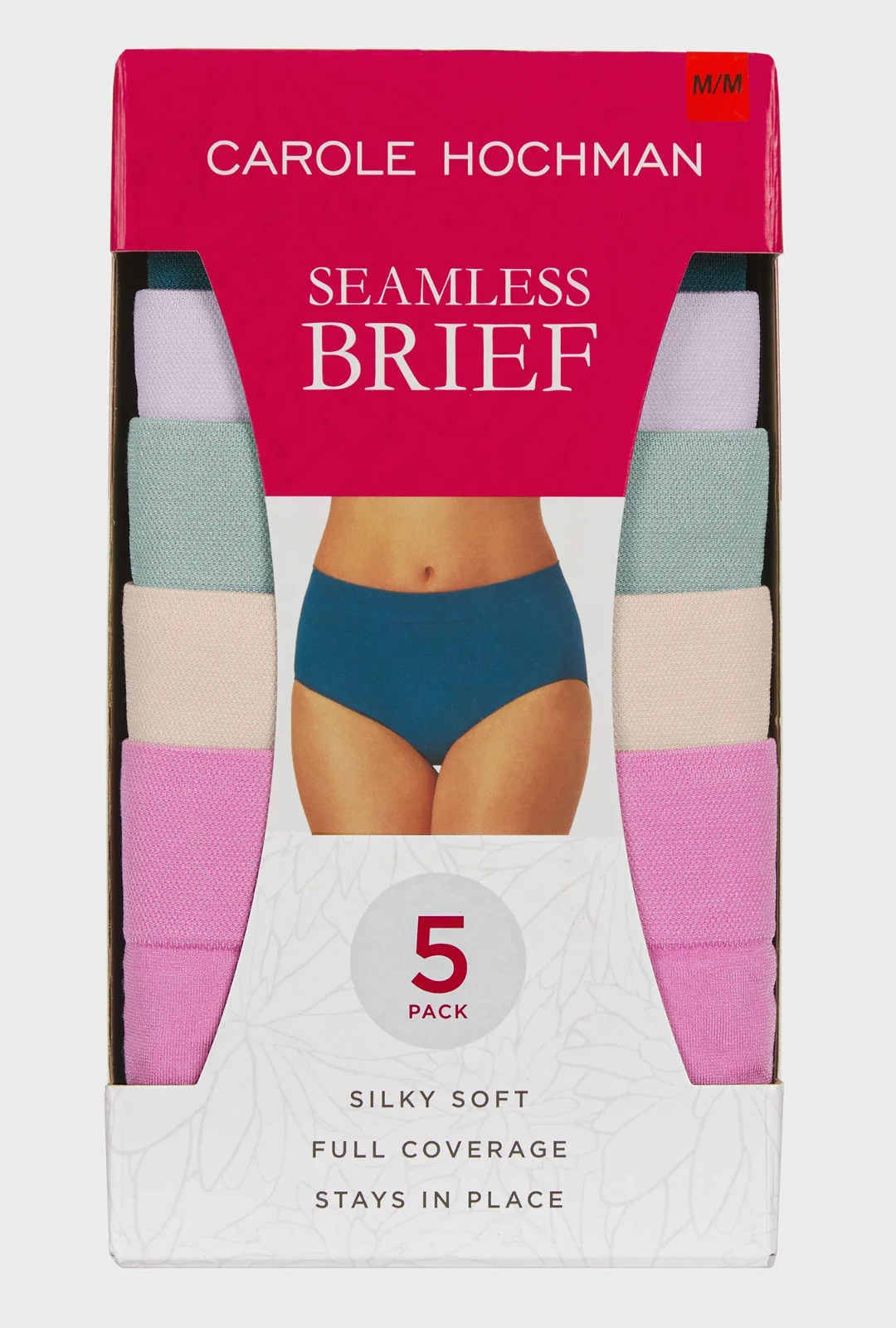 Carole Hochman Women’s Seamless, Full Coverage, Aqua/Pink,All Size, 4 or 5 Pack