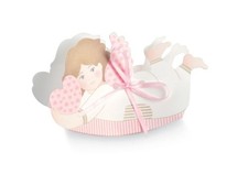 Scatola portaconfetti ANGELO ROSA Sdraiato con cuore bomboniera 0LBI