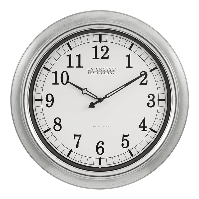 La Crosse Technology Galvanized Indoor/Outdoor Atomic Analog Wall Clock