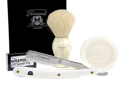 Cut Throat Single Blade Razor Kit with Badger Shaving Brush & Soap