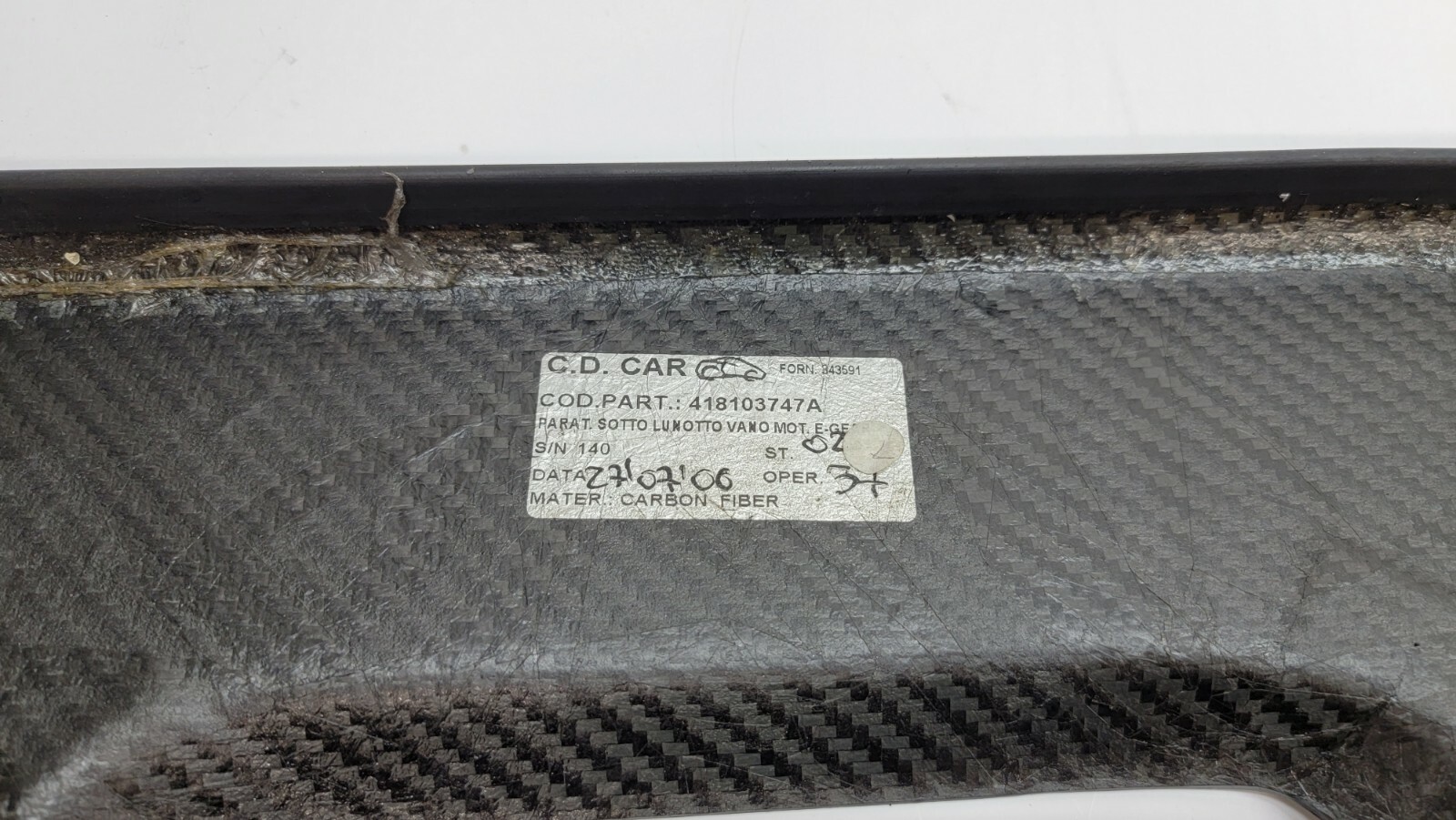 LAMBORGHINI MURCIELAGO LP 640 FRONT CARBON FIBER ENGINE BAY COVER OEM 418103747A