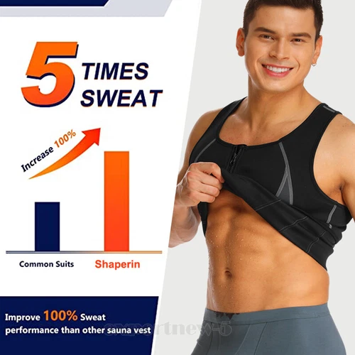 Neoprene Mens Sauna Sweat Vest Waist Trainer Gym Shirt Body Shaper Shapewear UK - Picture 9 of 37