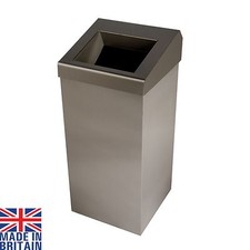 50 Litre Brushed Stainless Steel Wastebin Chute Lid Open Top Washroom Bathroom