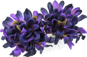 Double Deep Purple Mum Silk Flower Hair Comb, Prom,Prom,Luau,Party,Bridal,Dance