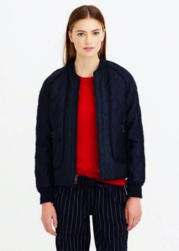 J Crew Geo Quilted Puffer Bomber Navy Jacket SZ XXS 2XS Down Coat Lightweight - Picture 9 of 10