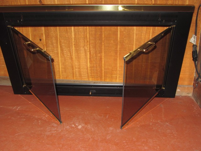 Thermo Rite Black Ant Brass Bi Fold Fireplace Enclosures Door
