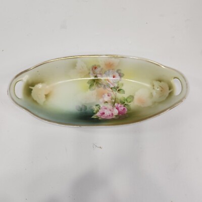 VTG Germany Celery or Pickle Dish, Hand Painted with Pink Roses EUC | eBay